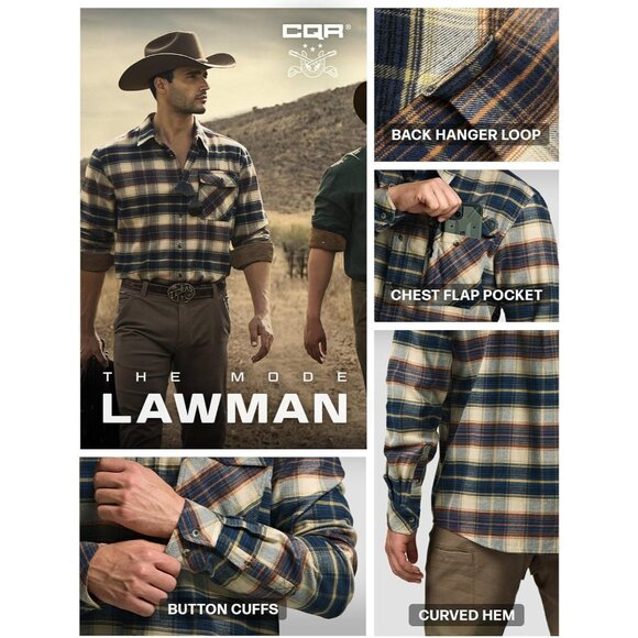 Mens Blue Cotton Flannel Shirt Long Sleeve Brushed Soft Casual Outdoor Plaid - Picture 7 of 9